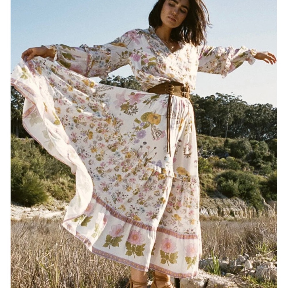 Spell & The Gypsy Collective Wild Bloom Maxi Skirt in Cream, Size Medium